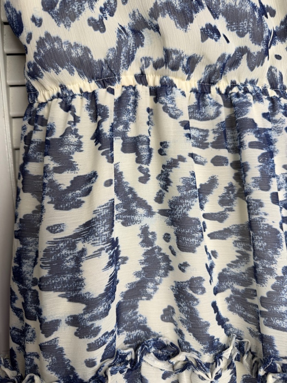ELOQUII Elements Sleeveless Ruffle Trimmed ANIMAL IKAT BLUE Size 18 - Picture 9 of 13